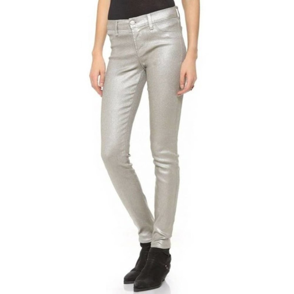 J Brand Silver Super Skinny Coated Jeans 29